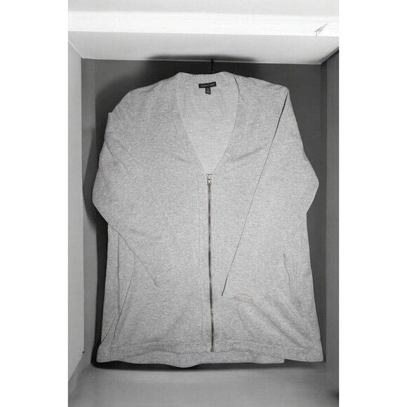 EILEEN FISHER Womens L Round-Neck Zip-Up Jacket in Metor (Gray) - Picture 4 of 12